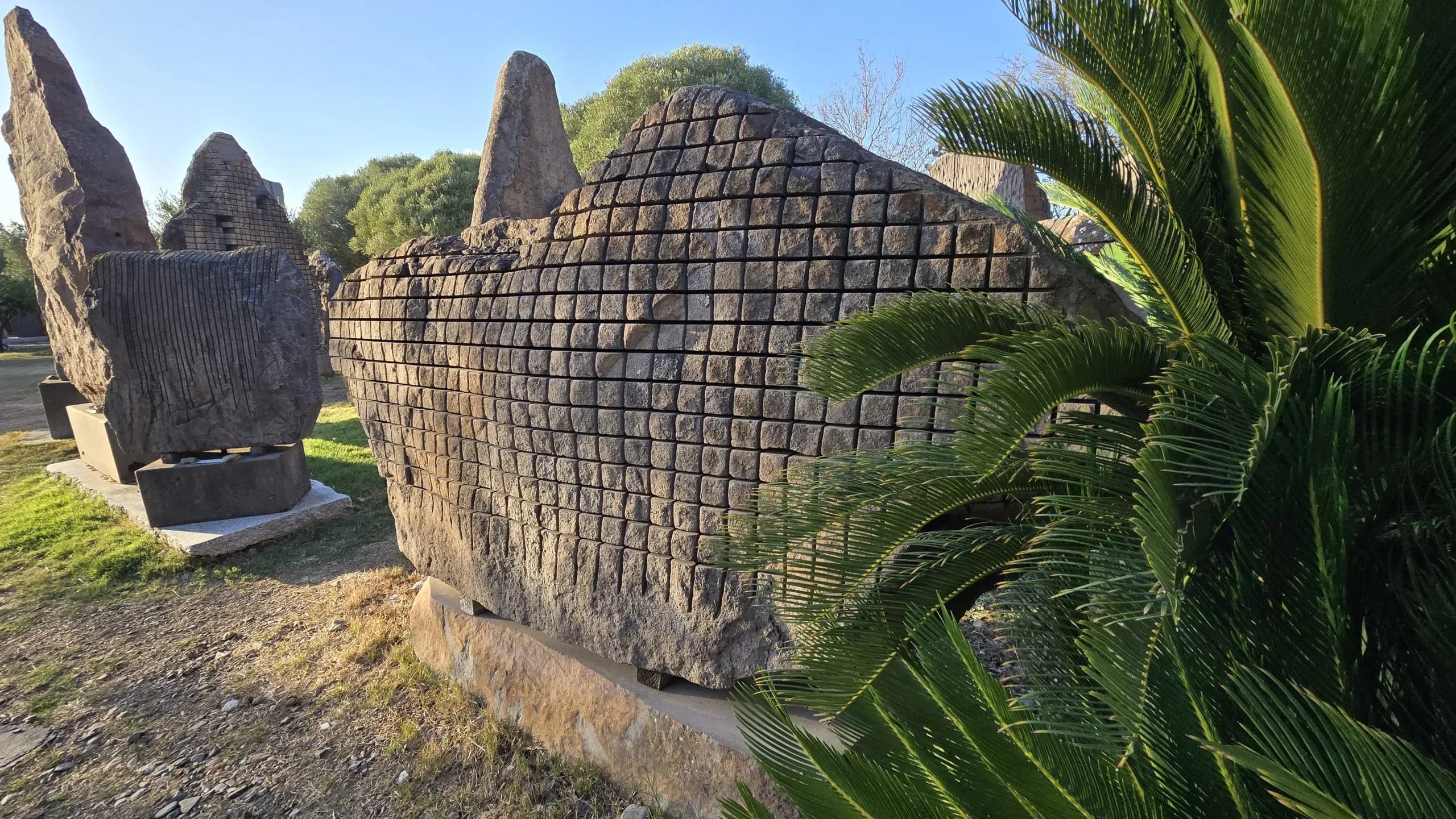 Sounding stones at Giardino Sonoro in San Sperate Pietre Sonore sculptures created by Pinuccio Sciola