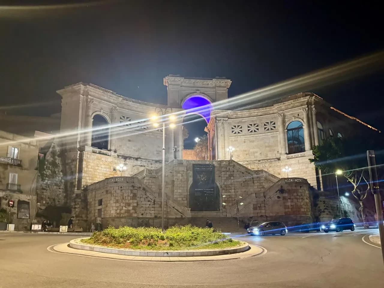 Cagliari, Sardinia: Bastione di Saint Remy at night