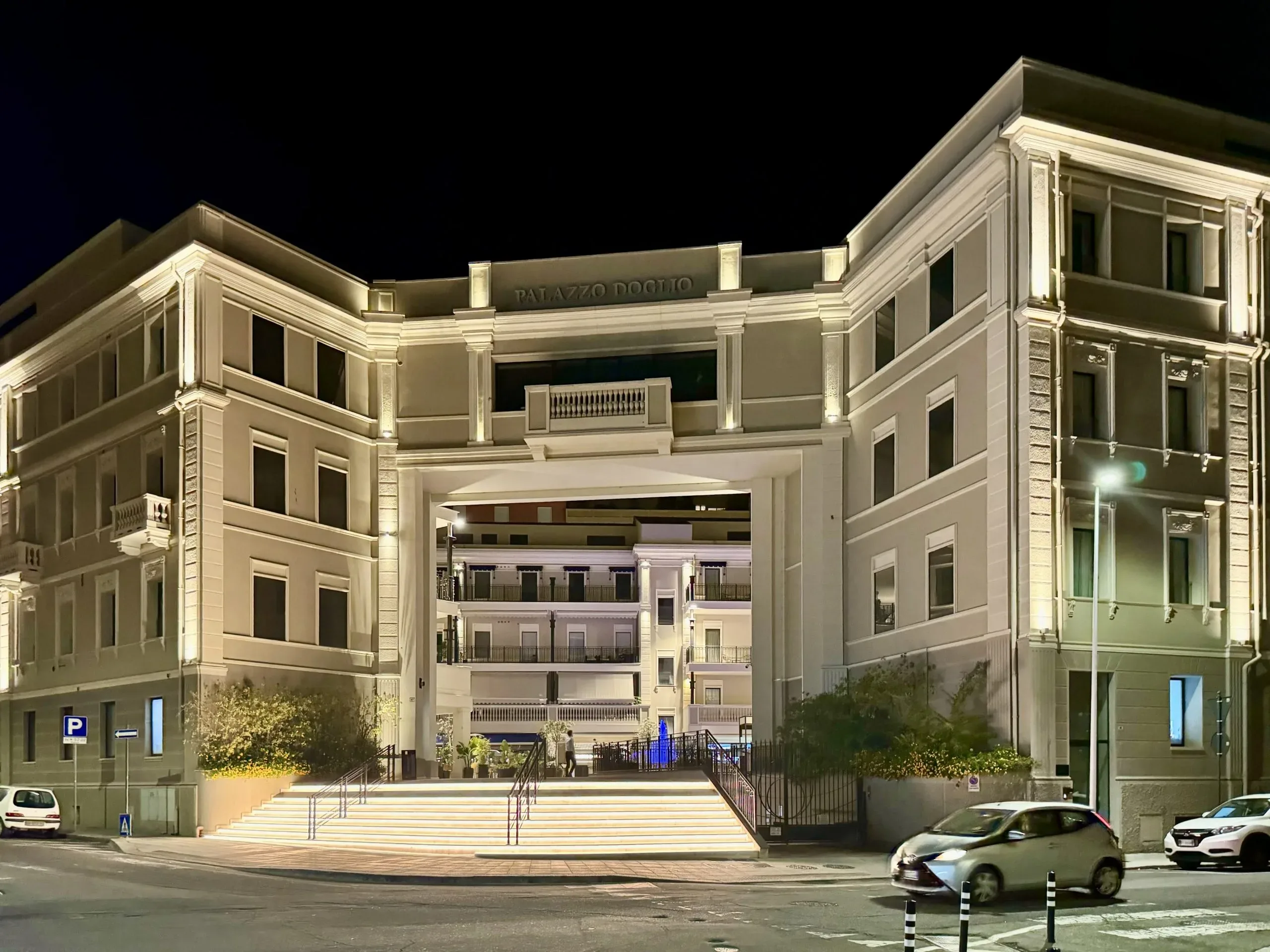 Palazzo Doglio at night, Cagliari, Sardinia