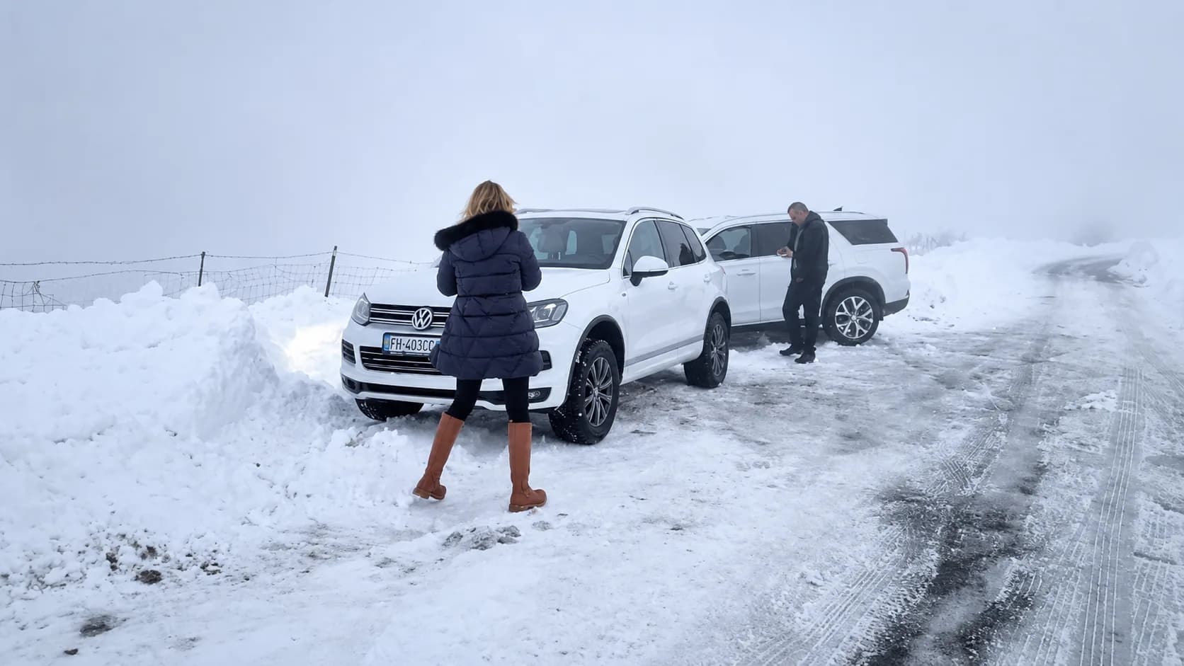 cars in the snow