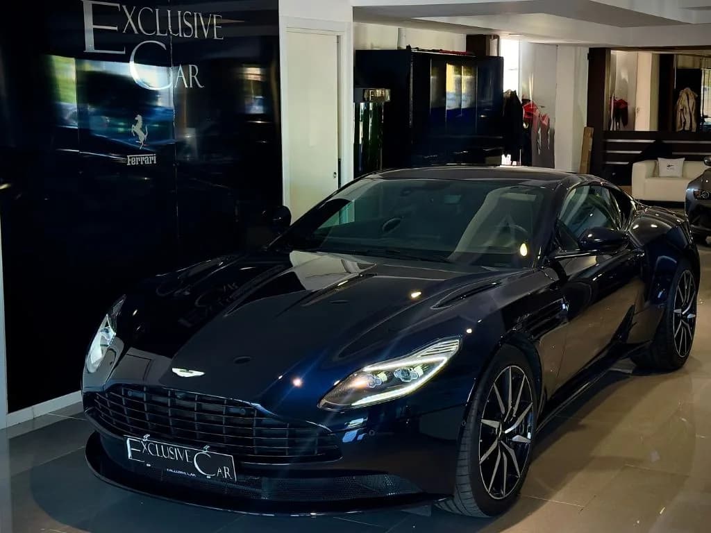 Dark blue Aston Martin in the Exclusive Car showroom